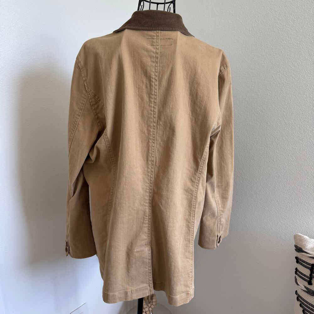 VTG 90's Lauren Ralph Lauren Tan Canvas Corduroy Chore Barn Coat Blazer Jacket - Picture 6 of 11
